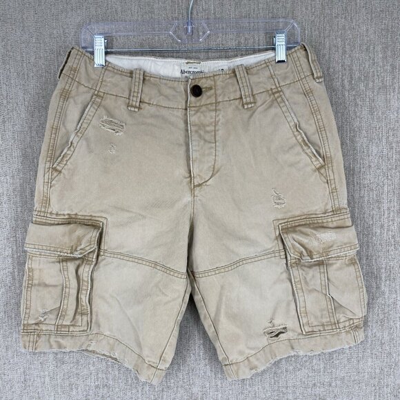 Abercrombie Fitch Shorts 30 Cargo Distressed Heavy Y2K Button Drawstring - Picture 1 of 13